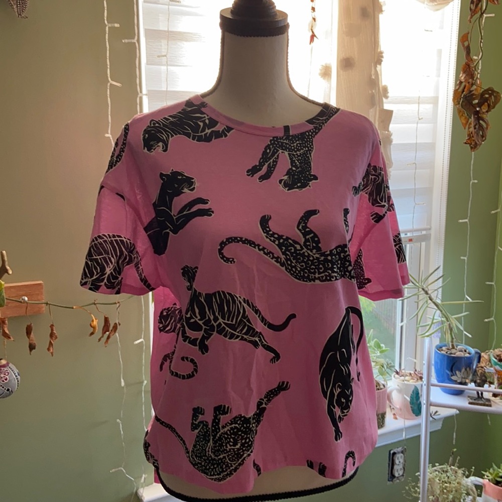 Zara Pink cheetah and tiger crop top.